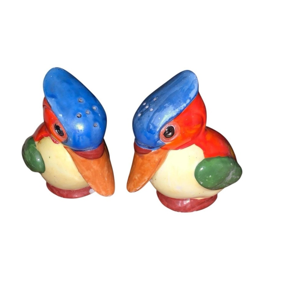 Vintage Kookaburra Bright Colors Salt & Pepper Shakers 1950 Japan